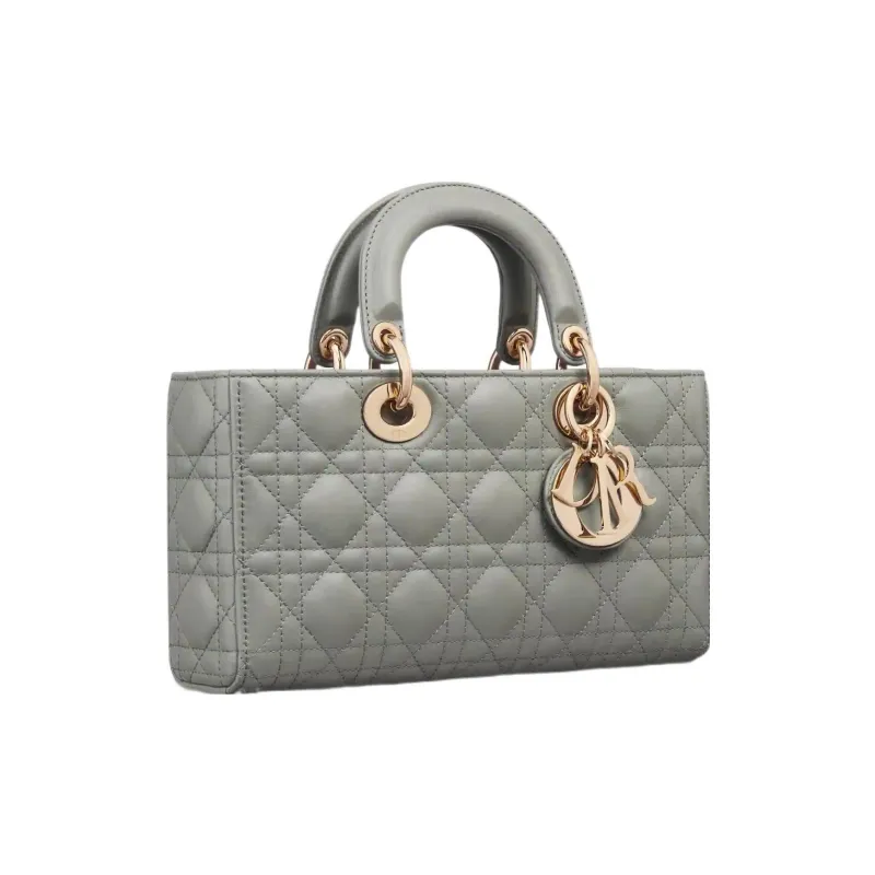 DIOR Lady D Joy Lambskin Lady Dior Bag, Shoulder Bag, Crossbody Bag, Handbag Medium Size Women's Gray-3