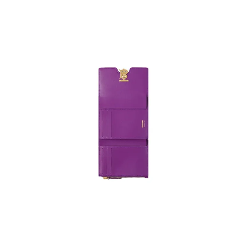 Burberry Crocodile Pattern Embossed Calfskin Wallet Women's Purple-3