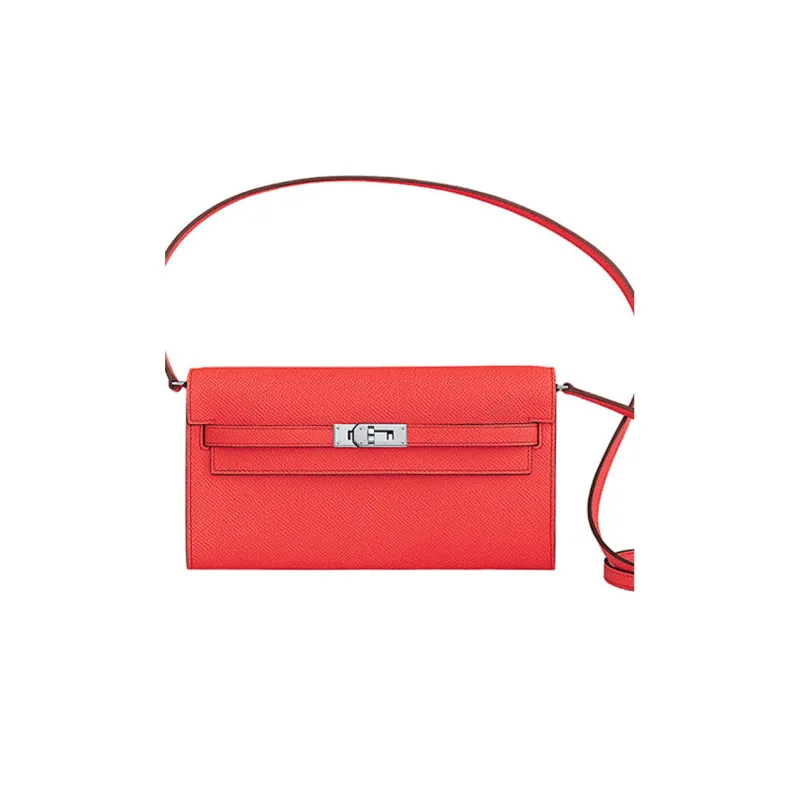 HERMES Epsom Calfskin Handheld Wallet Crossbody Bag Shoulder Bag Women's 0E Rose Texas Pink-4
