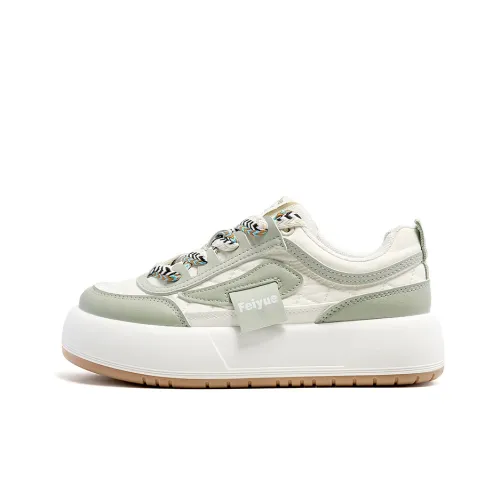 Feiyue Skateboard Shoes Women's Low-Top White/Green