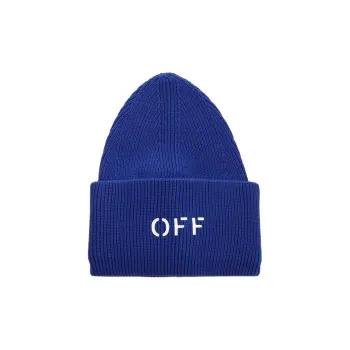 OFF WHITE Logo stamp Ribbed Beanie