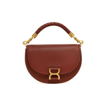 Chloe Marcie Nappa Lambskin Grain Calfskin Shoulder Bag, Crossbody Bag, Handbag Regular Women's Brown
