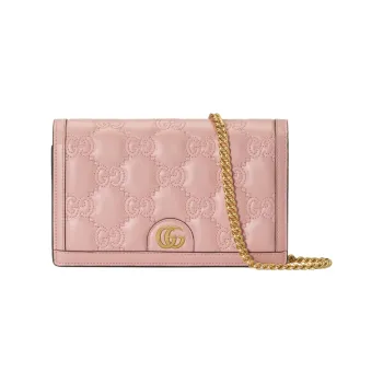 GUCCI Leather Small Square Bag Shoulder Bag Crossbody Bag Wallet Women's Pink