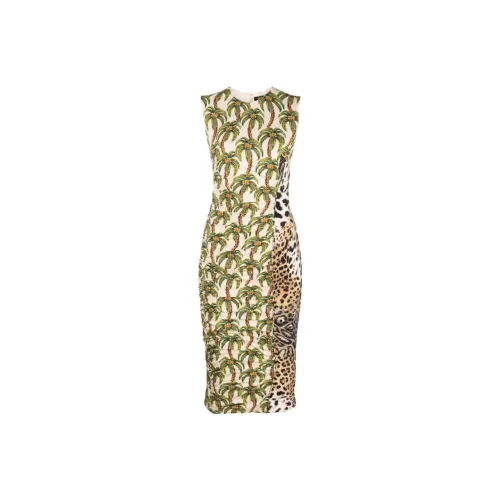 Roberto Cavalli Mix-print Ruched Dress