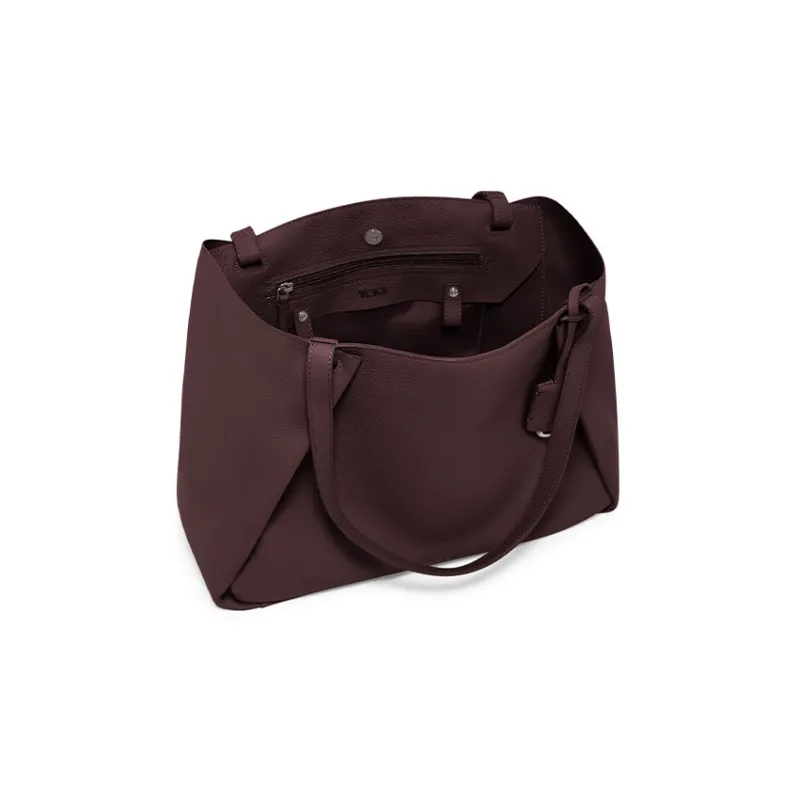 TUMI Leather Tote Bag Shopping Bag Handbag Shoulder Bag Women's Burgundy-3