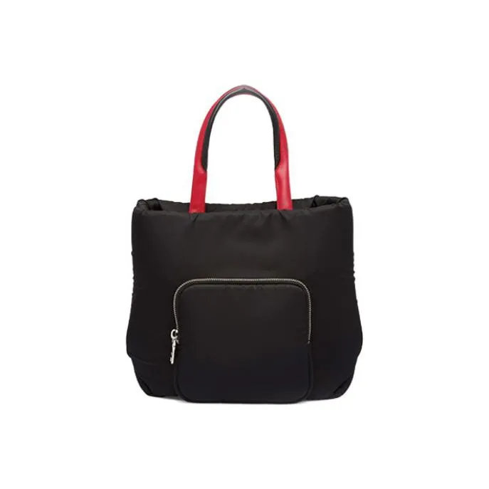 PRADA Nylon Shoulder Bag, Crossbody Bag, Handbag Women's Black/Red-2