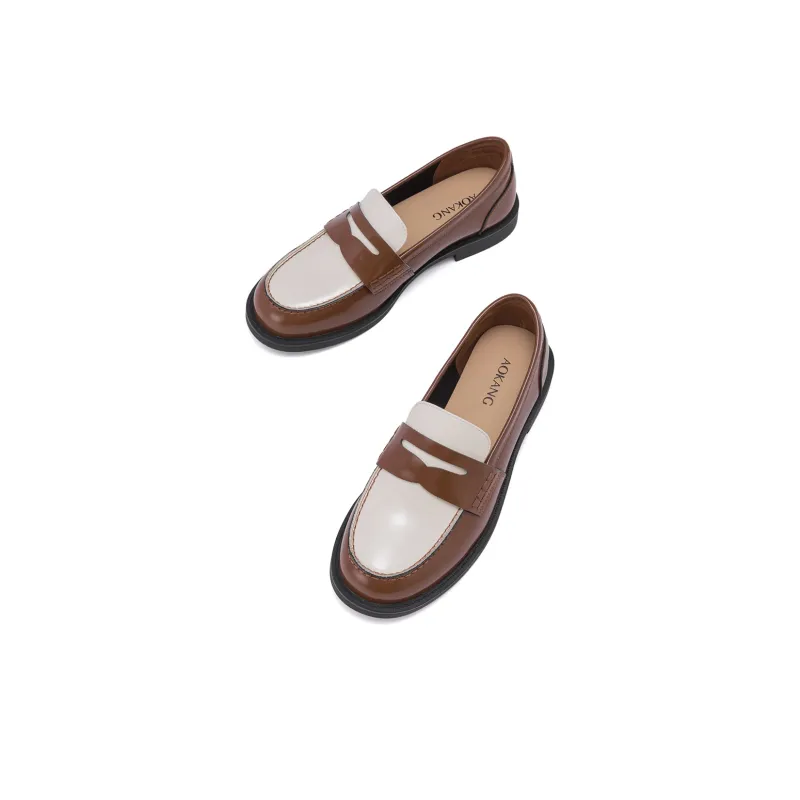 AOKANG Loafers 6cm Women's Black/Brown-8