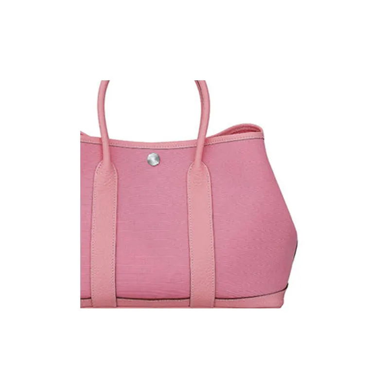 HERMES Garden Party Canvas With Leather Canvas Bag Handbags Women's 5P Pink-3
