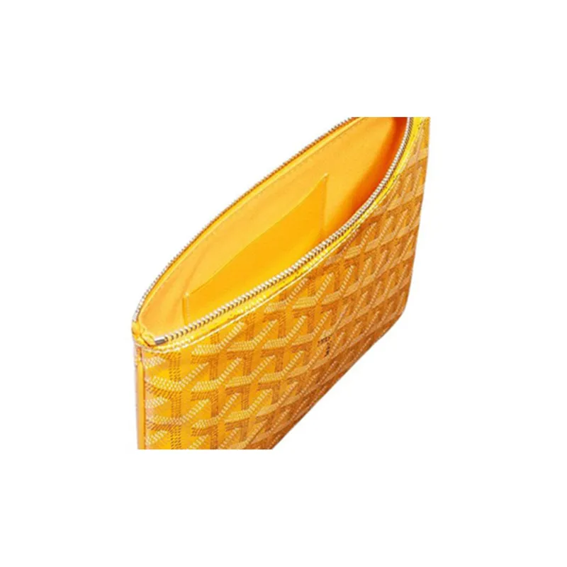 GOYARD SENAT Canvas With Leather Toiletry Bags Storage Bags Clutches Small Size Unisex Yellow-4