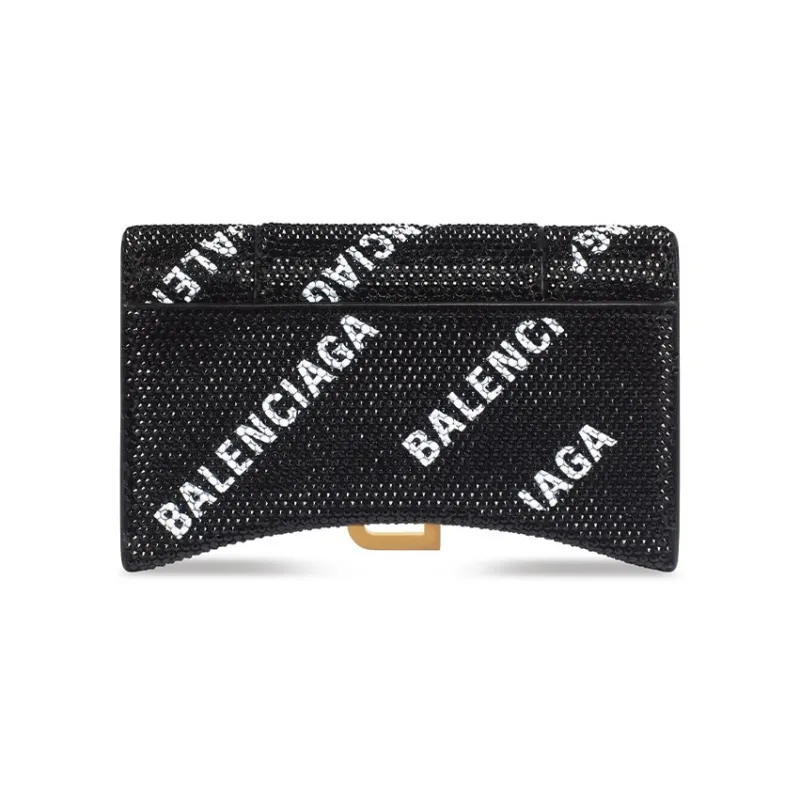 Balenciaga Hourglass Calfskin Shoulder Bag Crossbody Bag Wallets Women's Black-3