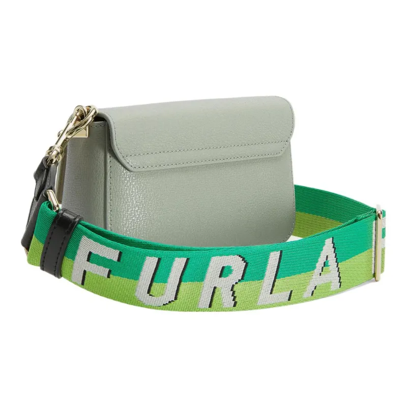 Furla Metropolis Collection Textured Calfskin Shoulder Bag Crossbody Bag Mini Women's Mustard Green-1