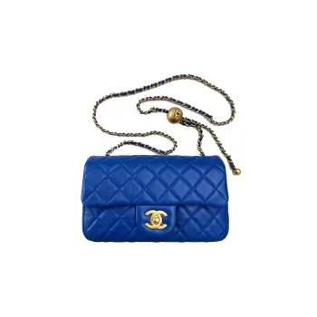 CHANEL Classic Flap CF Sheepskin Chain Bag, Flap Bag, Shoulder Bag, Crossbody Bag Mini Women's Blue