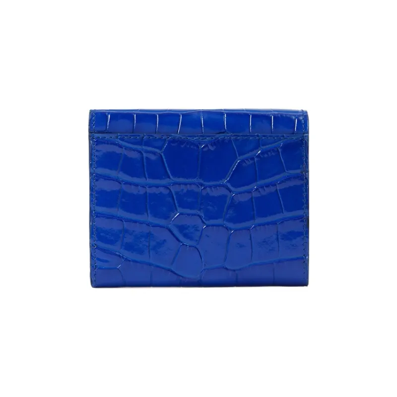 Burberry Crocodile Pattern Embossed Calfskin Wallet Women's Knight Blue-2