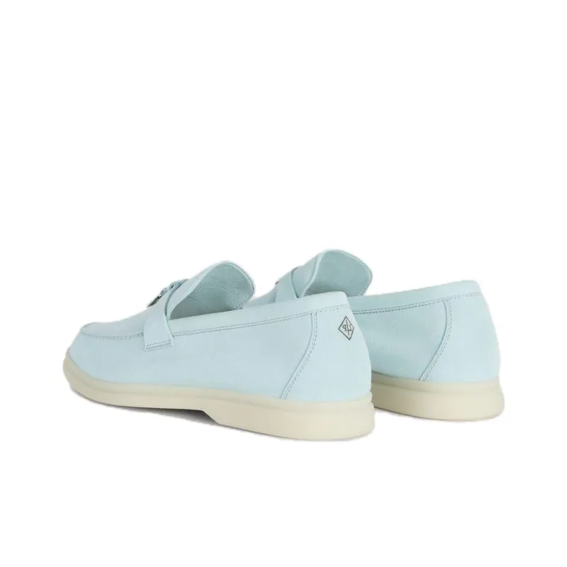 Loro Piana Summer Charms Walk Casual Single Shoes Women's Cyan Sapphire Color-3