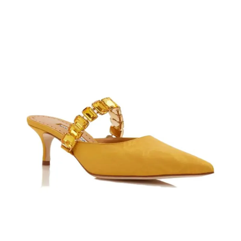 MANOLO BLAHNIK Humibamu Wrap-toe Slippers Women's Yellow-2