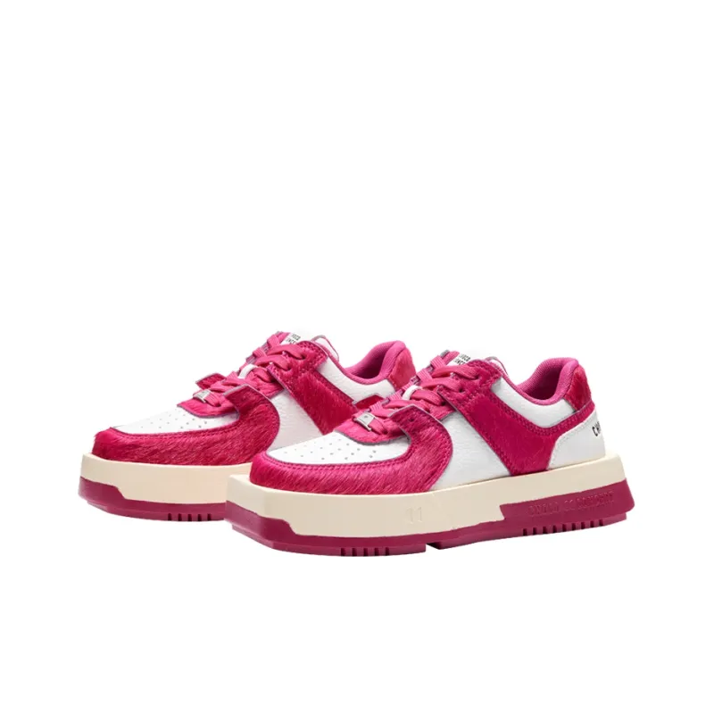 CHOCO CONCERT Cow Leather Horsehair Low Top Stylish Skateboarding Shoes Unisex Fuchsia-3