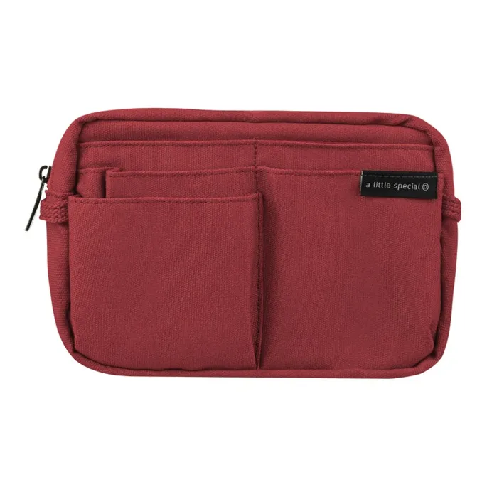 KOKUYO Polyester Canvas Canvas Bag Makeup Bag Storage Bag Medium Size Unisex Beige/Dark Brown/Light Brown/Red Green-7
