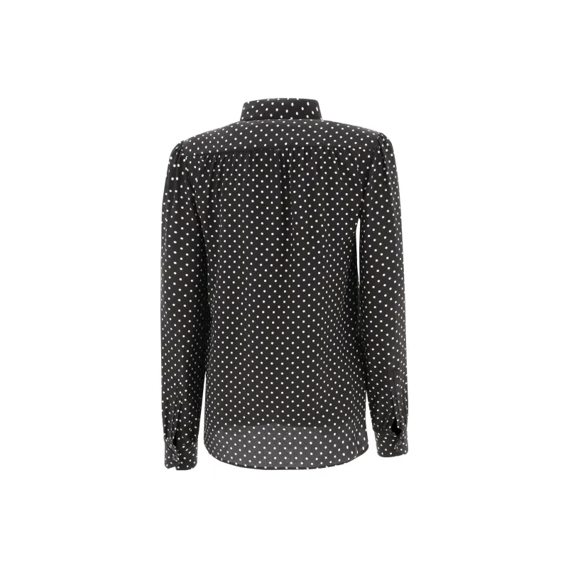 SAINT LAURENT Bow Detailed Long-Sleeved Shirt-1