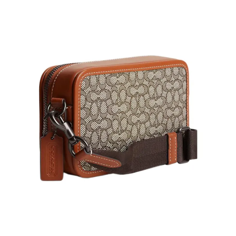 COACH Charter Jacquard Calfskin Combo Bag Shoulder Bag Crossbody Bag Small Size Men's Brown & Gray-1