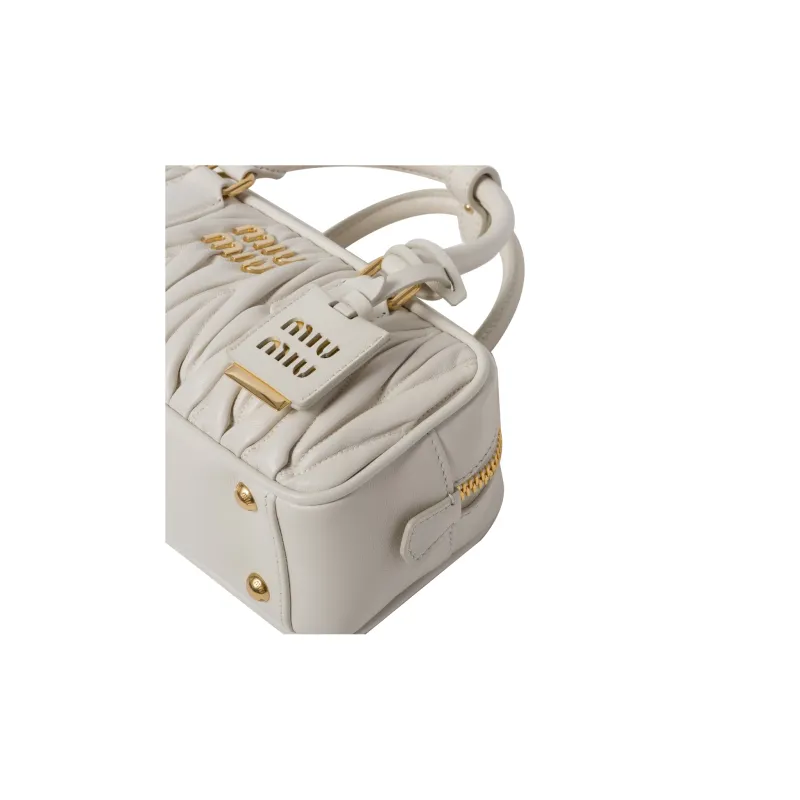 MIU MIU Arcadie Series Soft Sheep Leather Shoulder Bag, Crossbody Bag, Handbag Women's White-3