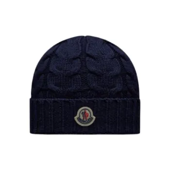 Moncler Logo Patch Cable Knitted Beanie