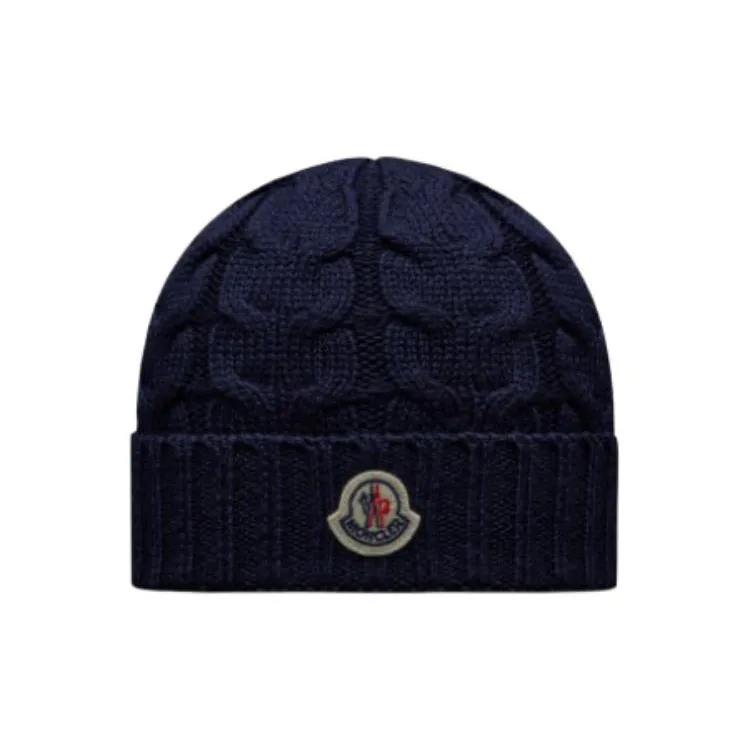 Moncler Logo Patch Cable Knitted Beanie-0