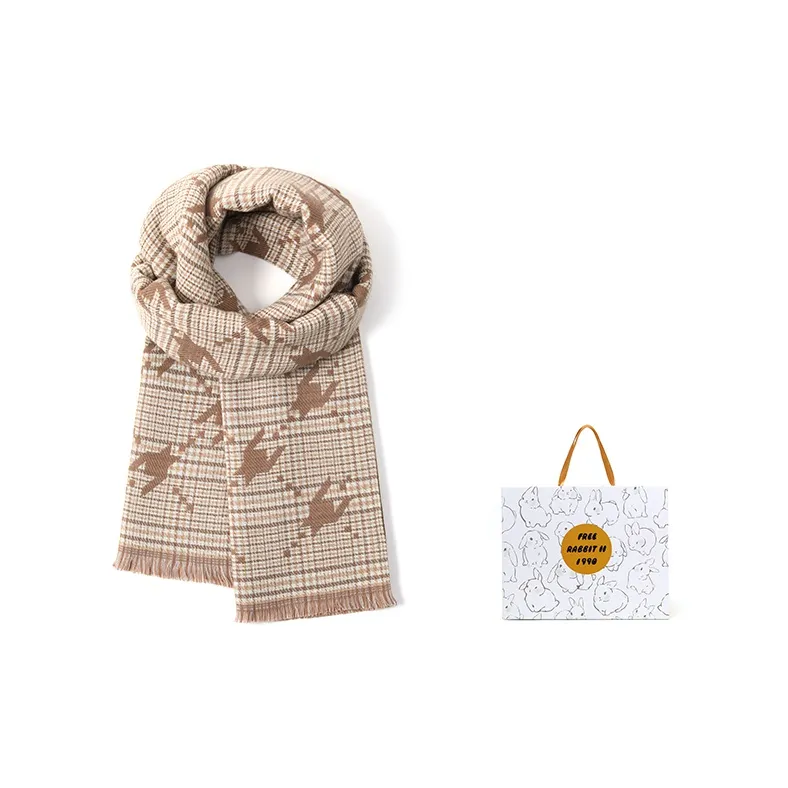 FREE RABBITⅡ Faux Cashmere Knit Scarves Unisex-3
