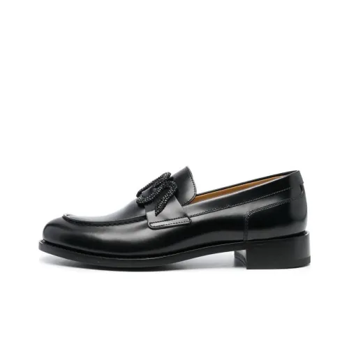 René Caovilla Crystal-embellished Leather Loafers