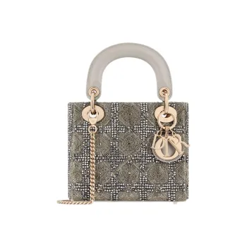 DIOR Lady Dior Satin Rhinestone Lady Dior Bag, Shoulder Bag, Crossbody Bag, Handbag Mini Women's Gray