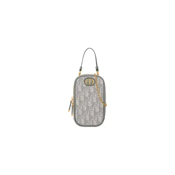 DIOR 30 Montaigne Oblique Jacquard Portable One Shoulder Crossbody Cell Phone Pouch Women's Gray
