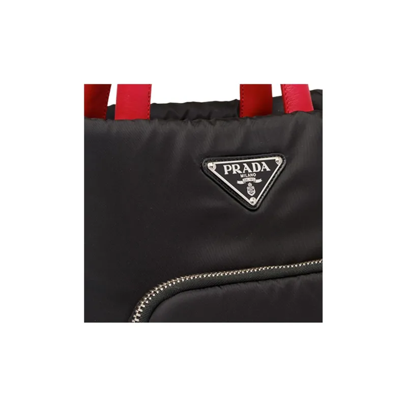 PRADA Nylon Shoulder Bag, Crossbody Bag, Handbag Women's Black/Red-3