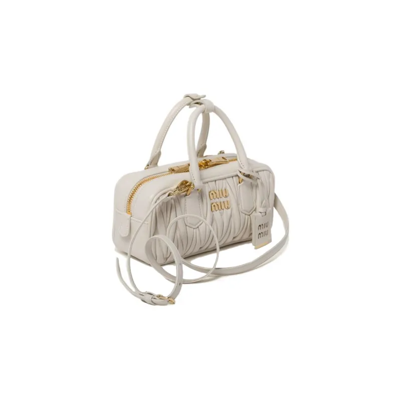 MIU MIU Arcadie Series Soft Sheep Leather Shoulder Bag, Crossbody Bag, Handbag Women's White-2