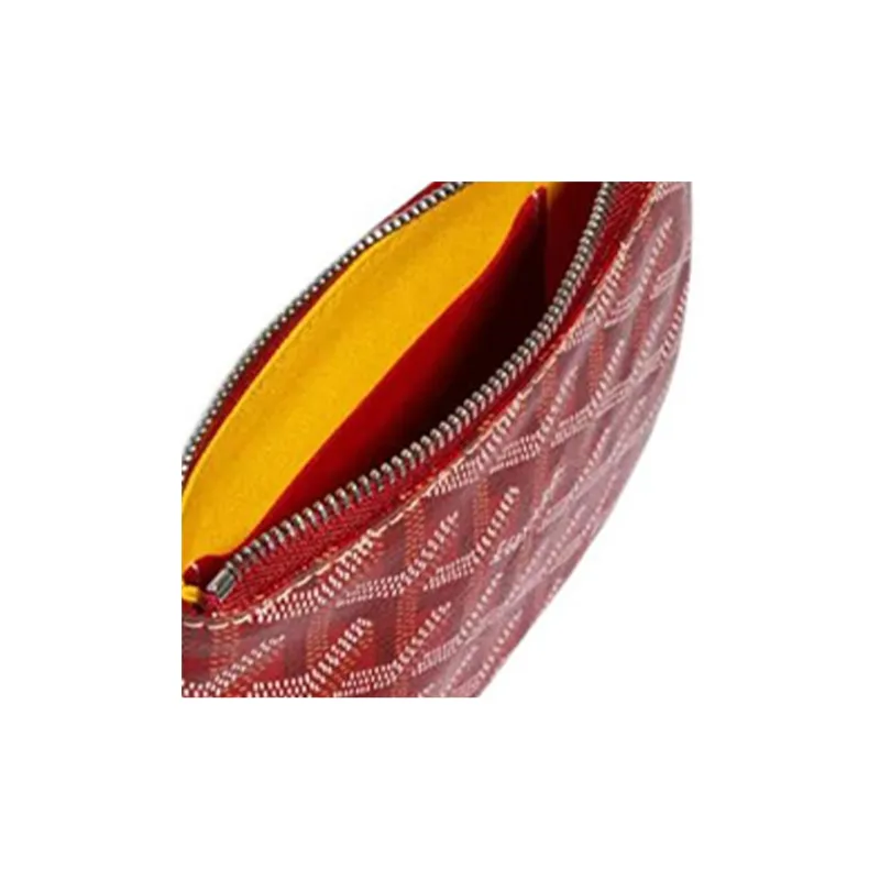 GOYARD SENAT Canvas With Calfskin Wallet Card Holder Clutch Mini Unisex Red-4
