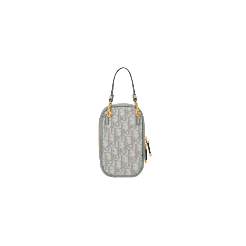 DIOR 30 Montaigne Oblique Jacquard Portable One Shoulder Crossbody Cell Phone Pouch Women's Gray-2
