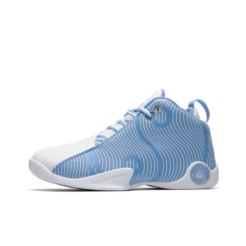 VOIT Basketball Shoes Men High-Top White/Light Blue