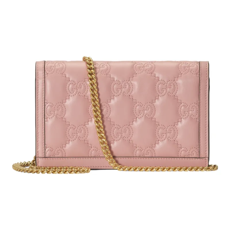 GUCCI Leather Small Square Bag, Shoulder Bag, Crossbody Bag, Wallet Women's Pink-4
