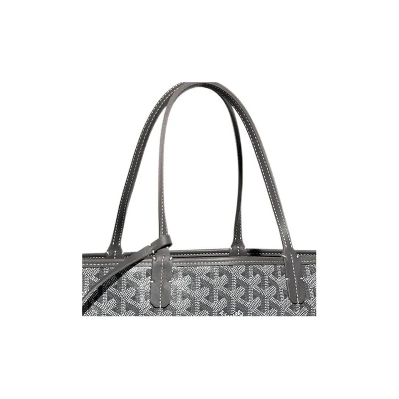 GOYARD Anjou Calfskin Canvas Tote Bag Shopping Bag Handbag Small Size Women's Gray/Blue-4
