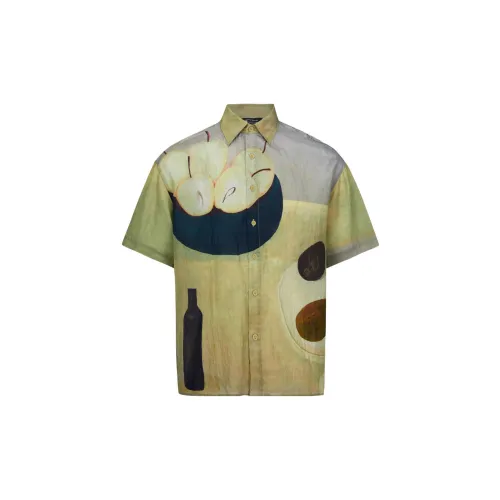 URBAN REVIVO Shirts Men Yellow Green Print