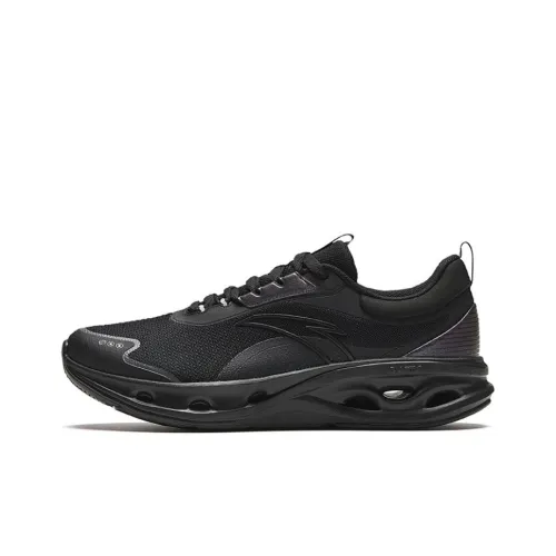 Anta Energy Ring Three Proofings Wear Resistant Low Top Running Shoes Men's Black