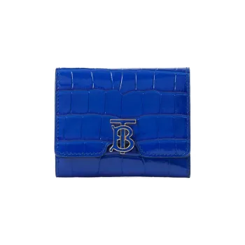 Burberry Crocodile Pattern Embossed Calfskin Wallet Women's Knight Blue