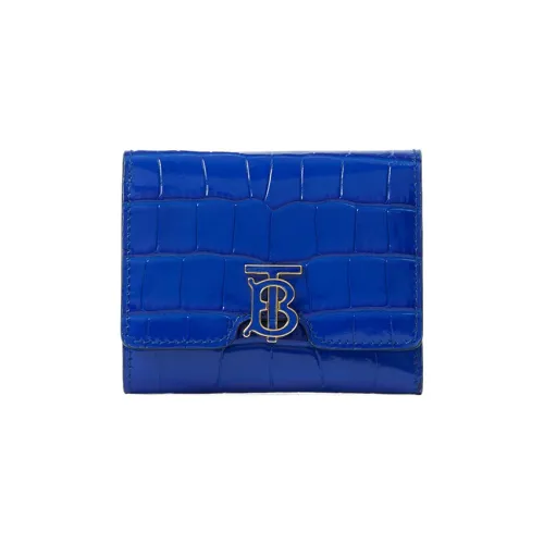 Burberry Crocodile Pattern Embossed Calfskin Wallet Women's Knight Blue