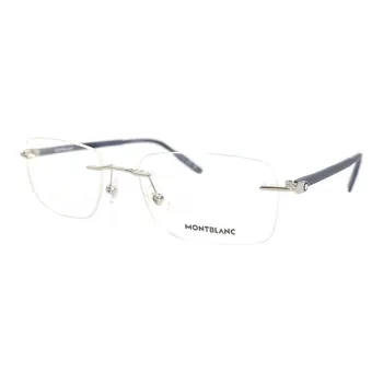 MONTBLANC Alloy Rectangular Optical Glasses Men's Silver/Gray Legs