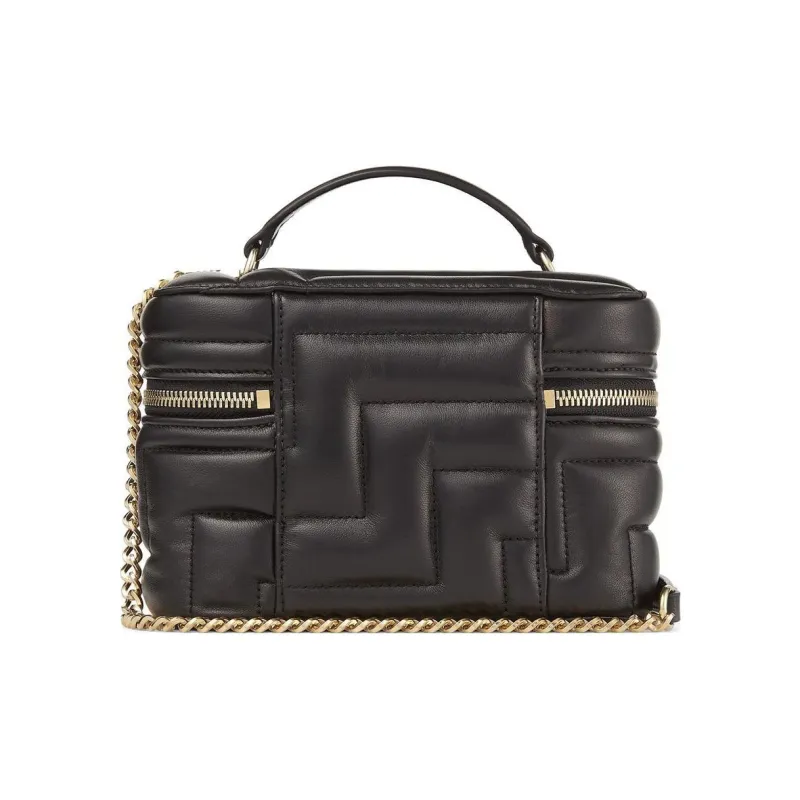 Jimmy Choo Lambskin Portable One Shoulder Crossbody Makeup Bag Women's Black-2
