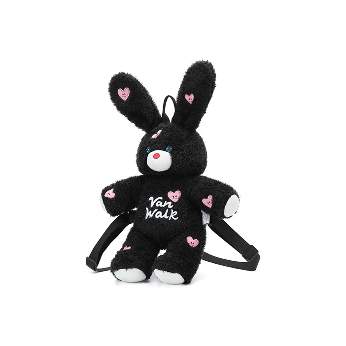 VANWALK Plush Backpack Regular Women's White/Pink/Black-3