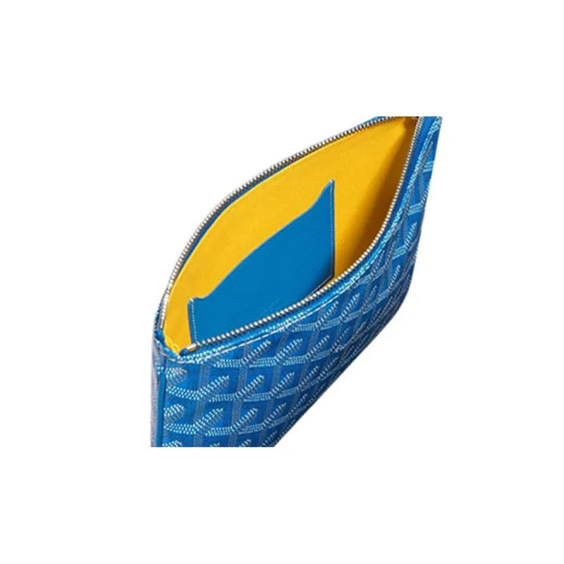 GOYARD SENAT Canvas With Leather Toiletry Bags Storage Bags Clutches Small Size Unisex Blue-4