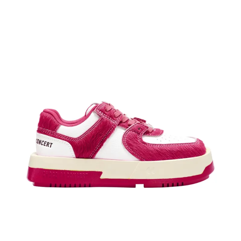 CHOCO CONCERT Cow Leather Horsehair Low Top Stylish Skateboarding Shoes Unisex Fuchsia-2