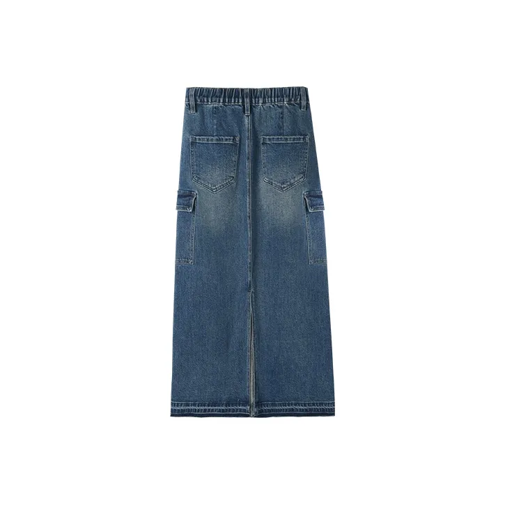 HIPPIEMISS Denim Long Skirts Women's Vintage Blue-1