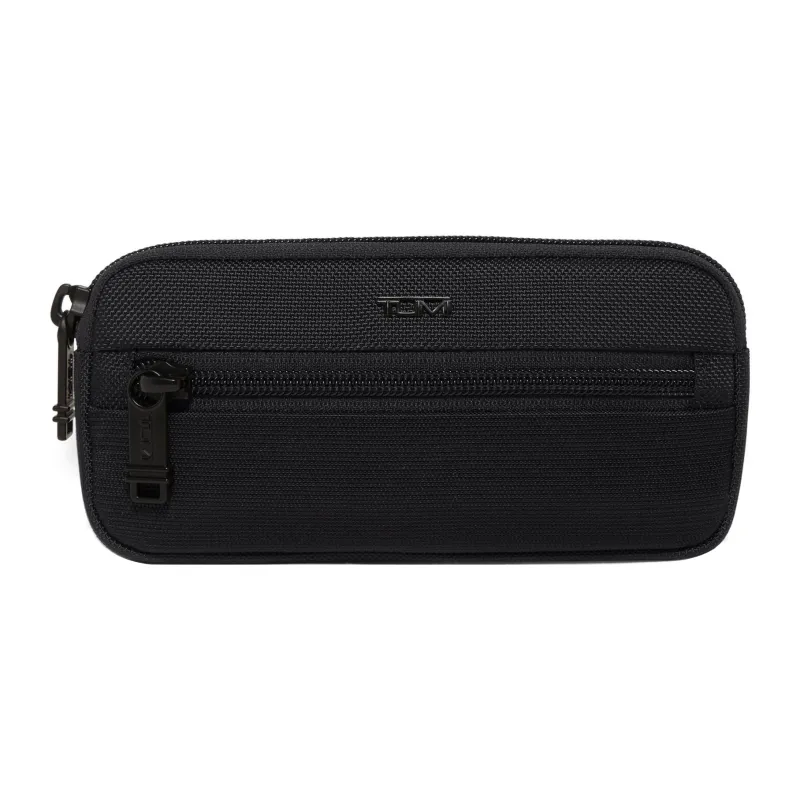 TUMI Elastic Nylon Cell Phone Pouch Storage Bag Unisex Black-0