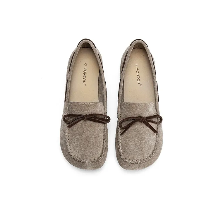 Q.VONTON Loafers Women's Low Top Gray/Khaki-1