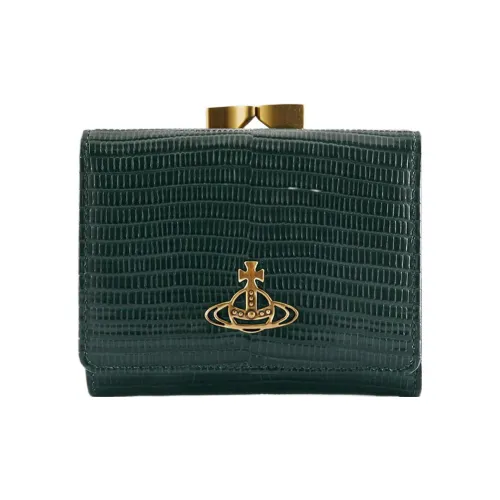 Vivienne Westwood Calfskin Wallet Small Size Women's Dark Green
